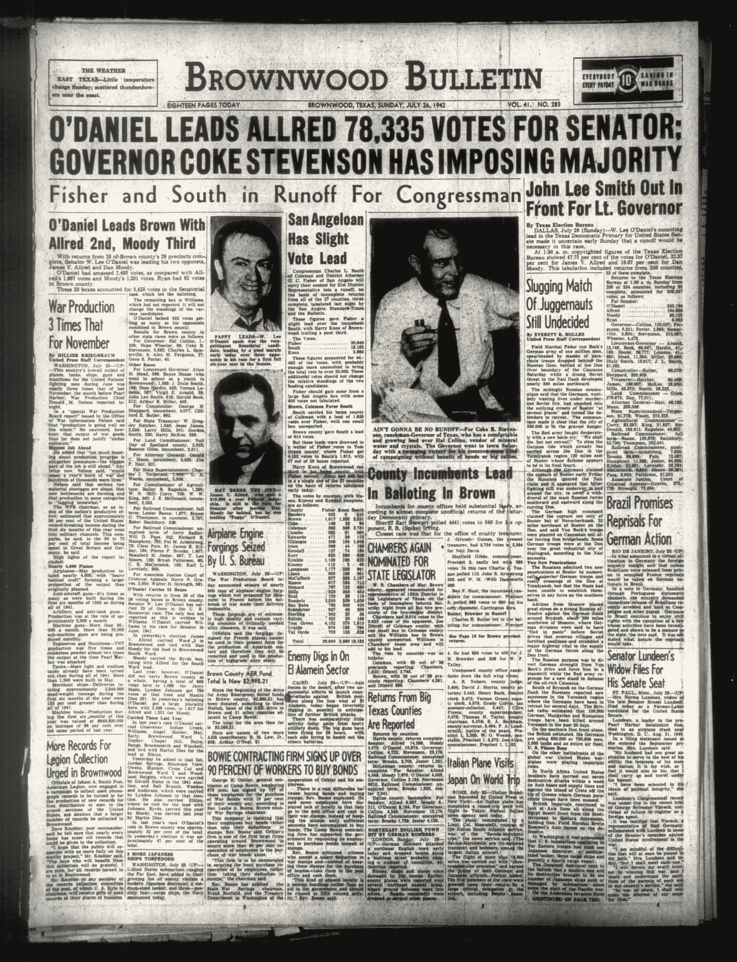 Brownwood Bulletin (Brownwood, Tex.), Vol. 41, No. 283, Ed. 1 Sunday, July 26, 1942